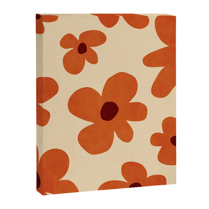 Terracotta Cream Flowers Minimalist Artwork Canvas Print Gallery Image 1