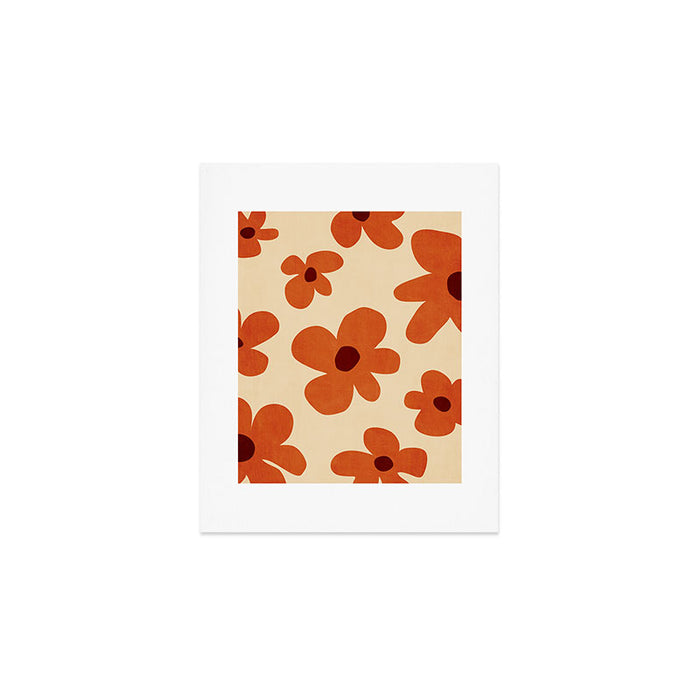 Terracotta Cream Flowers Minimalist Artwork Art Print Gallery Image 1