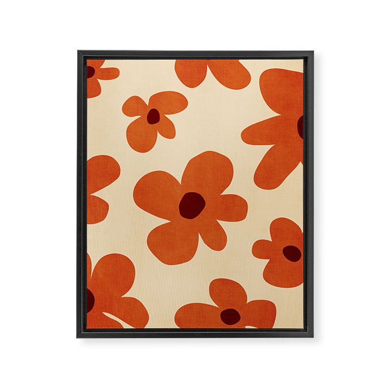 Terracotta Cream Flowers Minimalist Artwork Framed Canvas Print Gallery Image 6