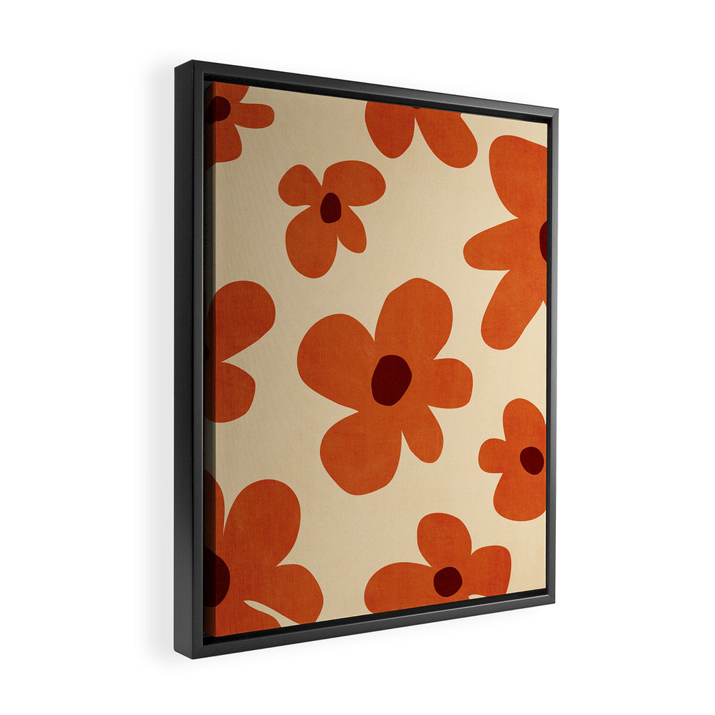 Terracotta Cream Flowers Minimalist Artwork Framed Canvas Print Gallery Image 2