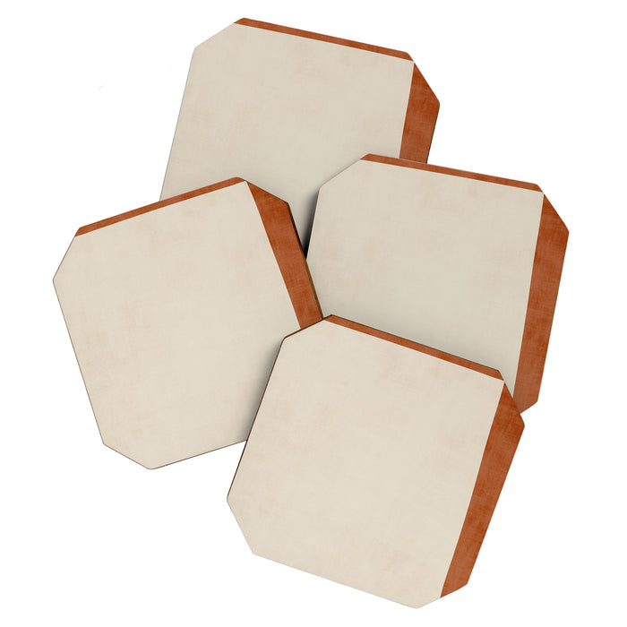Terracotta Cream Minimalist Abstract Original Burnt Orange Art Coaster Gallery Image 1