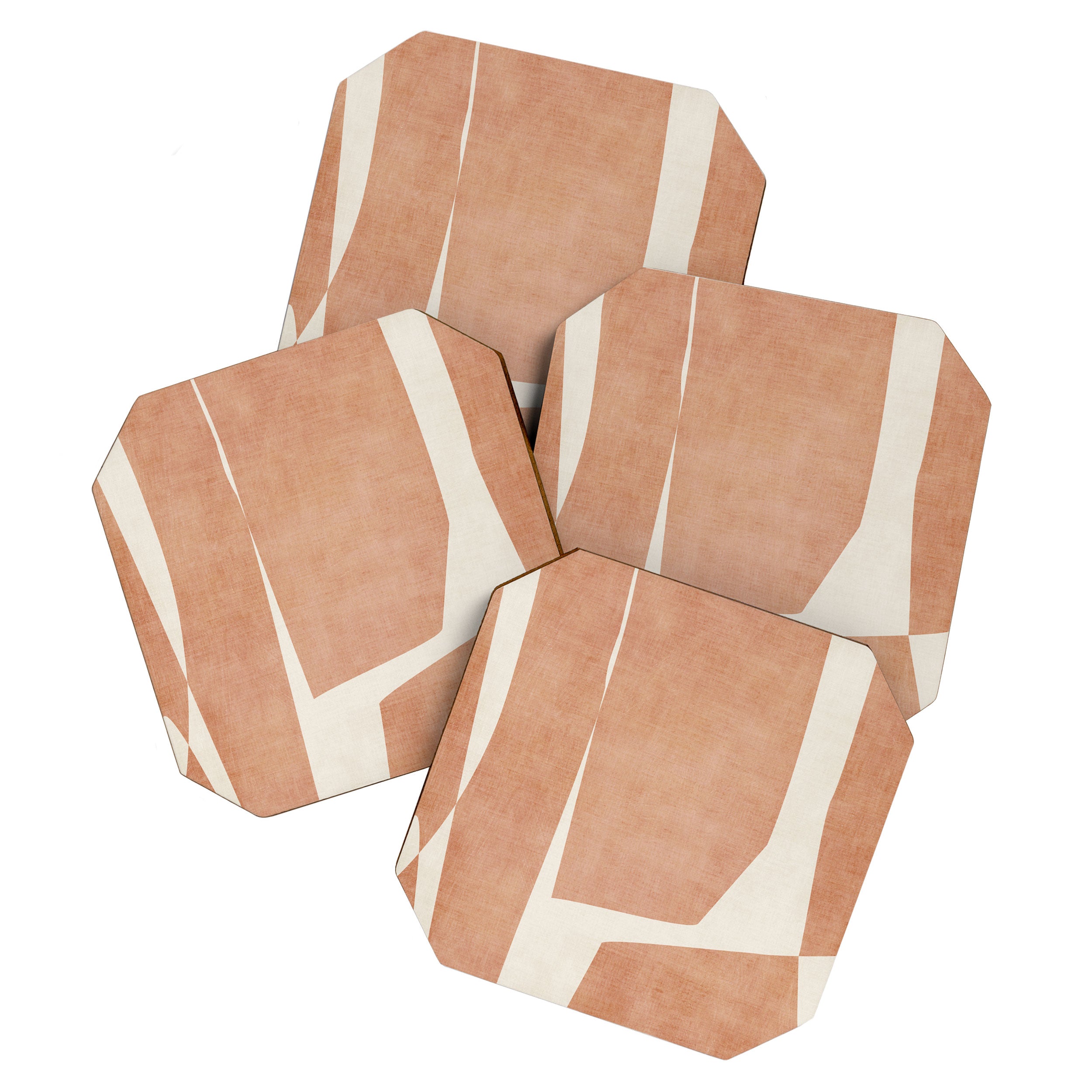 Terracotta Cream Modern Minimalist Abstract Coaster Gallery Image 1