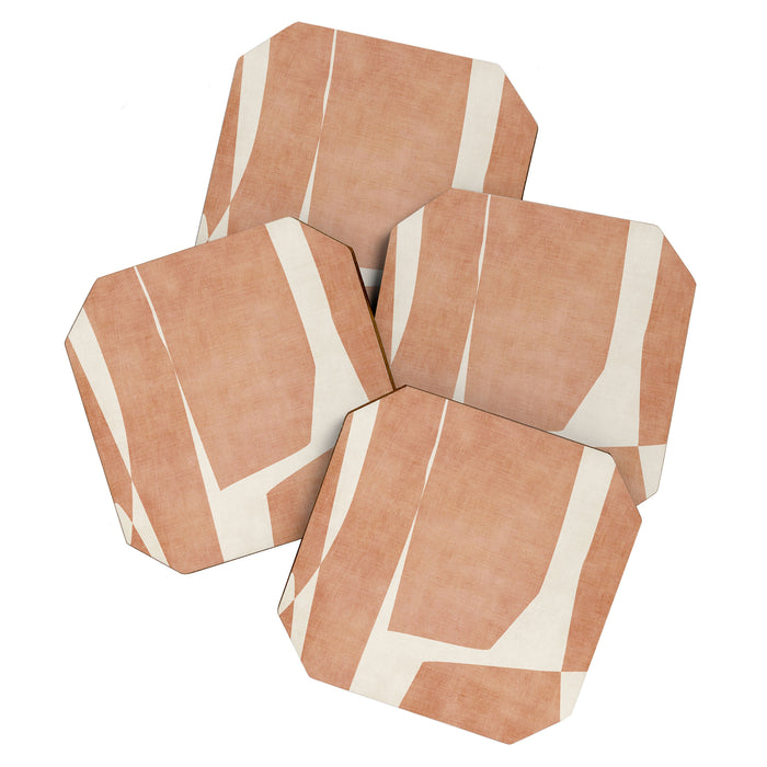 Terracotta Cream Modern Minimalist Abstract Coaster Gallery Image 1