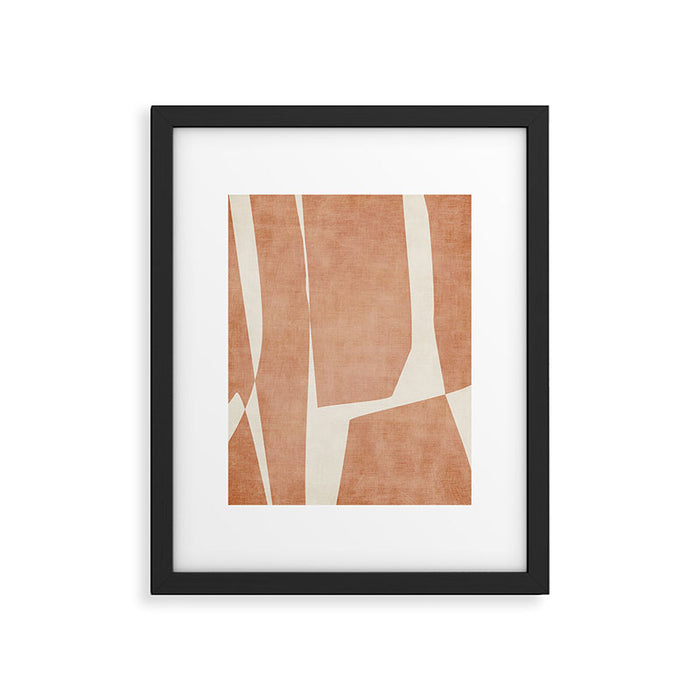 Terracotta Cream Modern Minimalist Abstract Framed Art Print Gallery Image 1