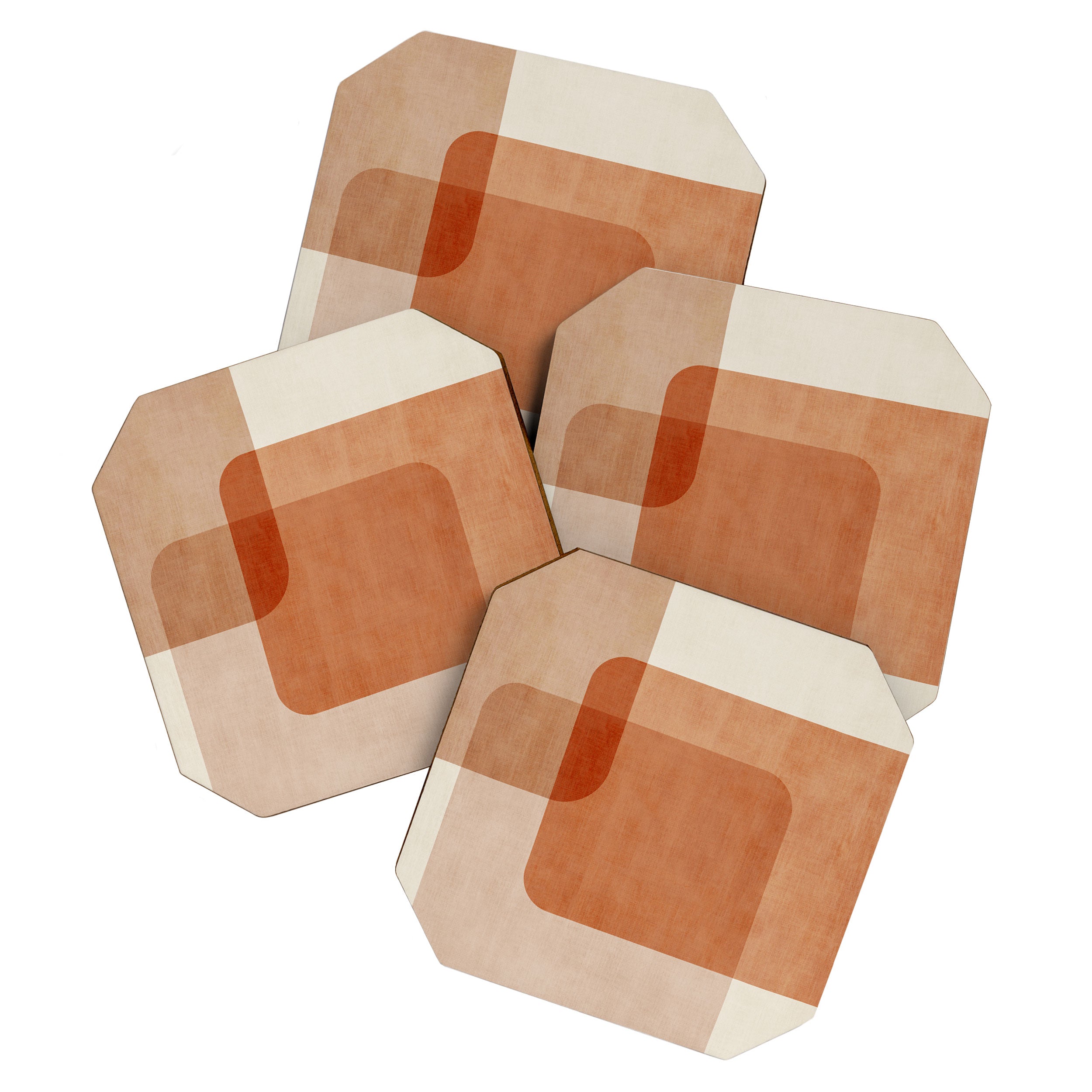 Terracotta Geometric Modern Minimalist Artwork Coaster Gallery Image 1