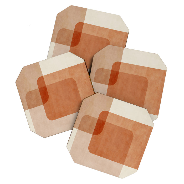 Terracotta Geometric Modern Minimalist Artwork Coaster Gallery Image 1