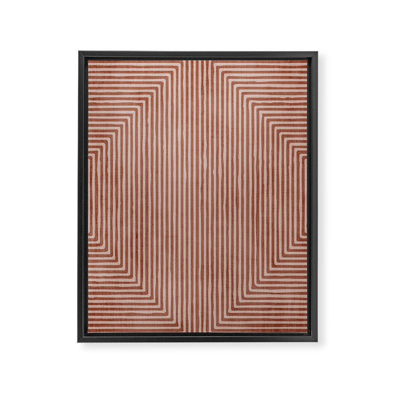Terracotta Lines Geometric Abstract Minimalist Artwork Framed Canvas Print Gallery Image 6