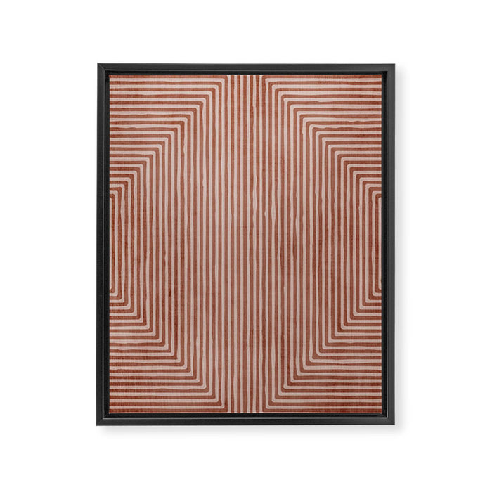 Terracotta Lines Geometric Abstract Minimalist Artwork Framed Canvas Print Gallery Image 1