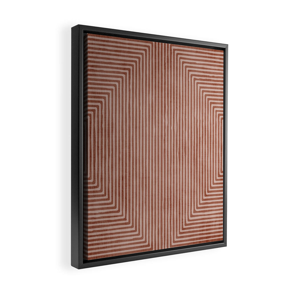 Terracotta Lines Geometric Abstract Minimalist Artwork Framed Canvas Print Gallery Image 2