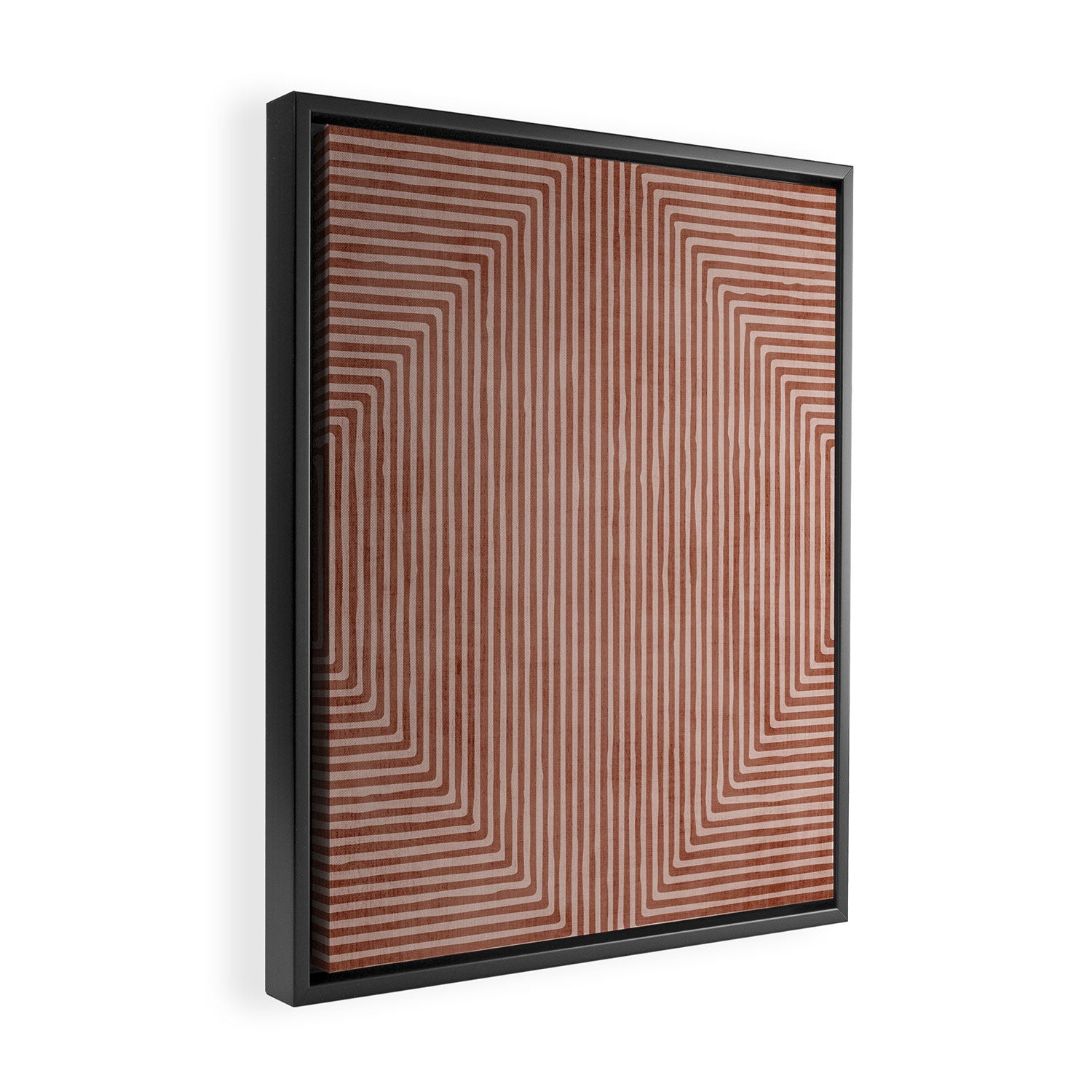 Terracotta Lines Geometric Abstract Minimalist Artwork Framed Canvas Print Gallery Image 2