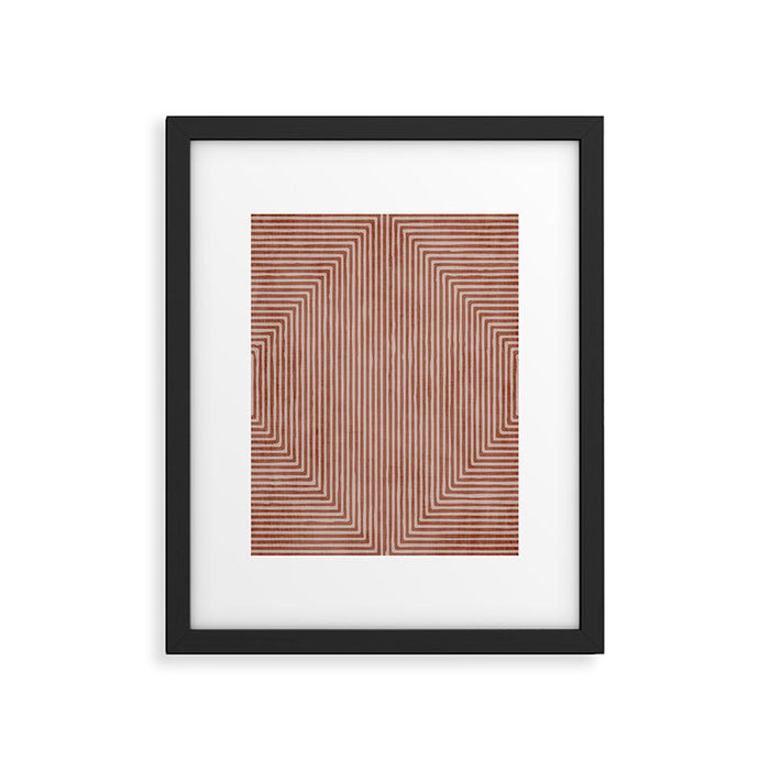 Terracotta Lines Geometric Abstract Minimalist Artwork Framed Art Print Gallery Image 1