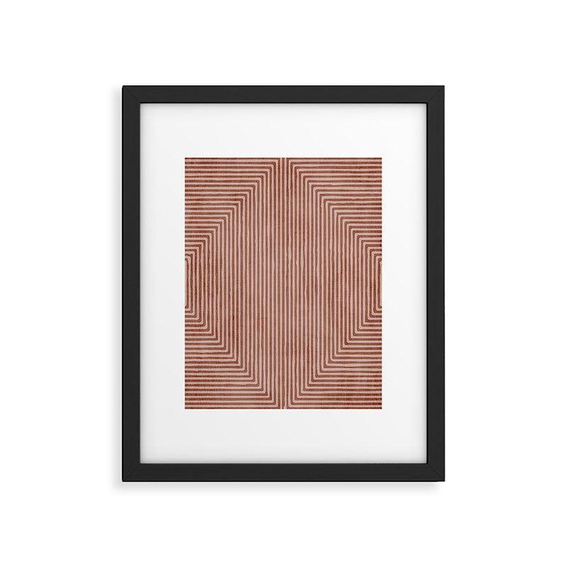 Terracotta Lines Geometric Abstract Minimalist Artwork Framed Art Print Gallery Image 5