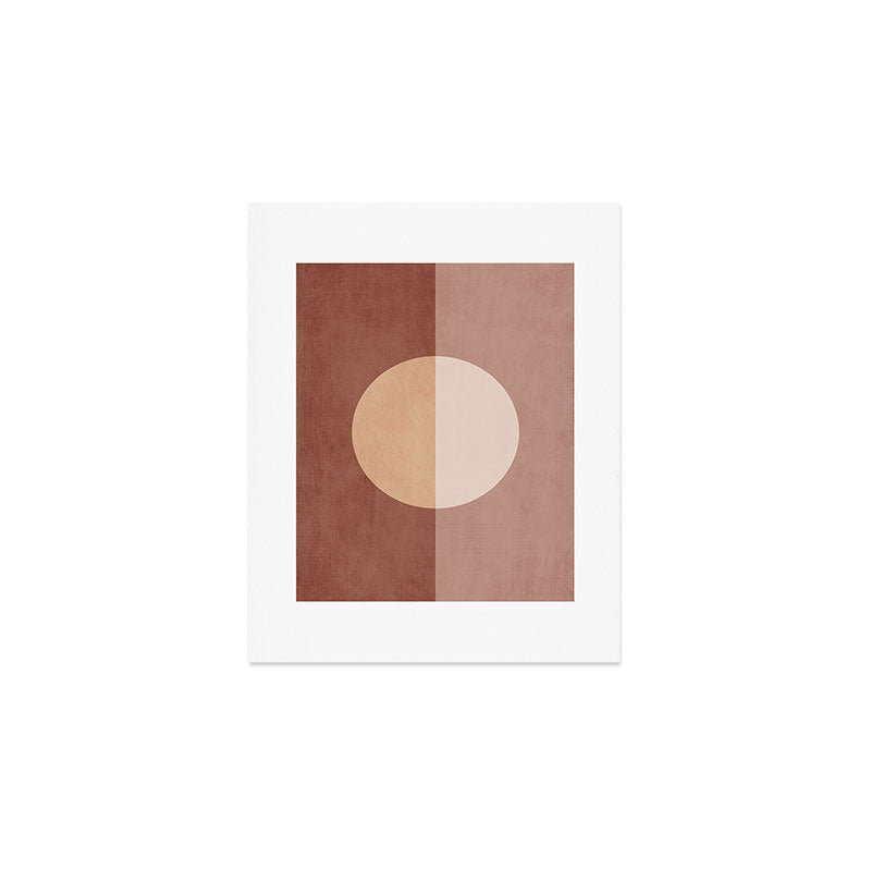 Terracotta Minimalist Artwork with Moon Art Print Gallery Image 1