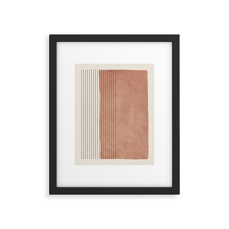 Terracotta Minimalist Lines Artwork Framed Art Print Gallery Image 5