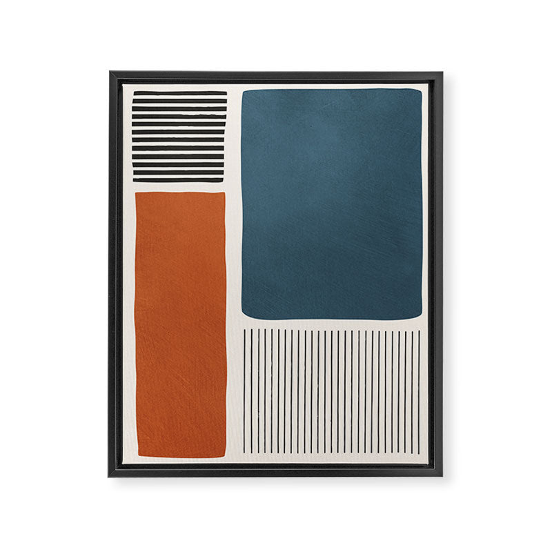 Terracotta Navy Color Block Artwork Framed Canvas Print Gallery Image 6