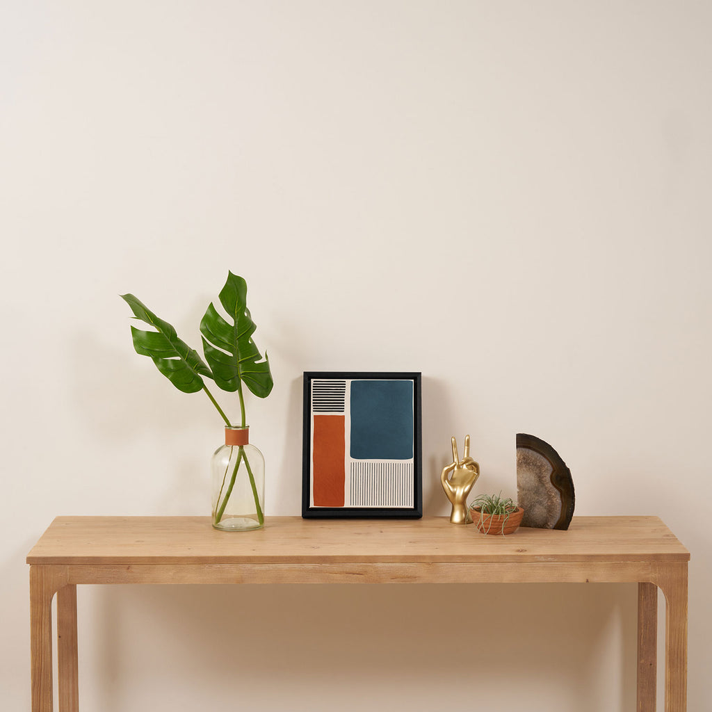 Terracotta Navy Color Block Artwork Framed Canvas Print Gallery Image 4