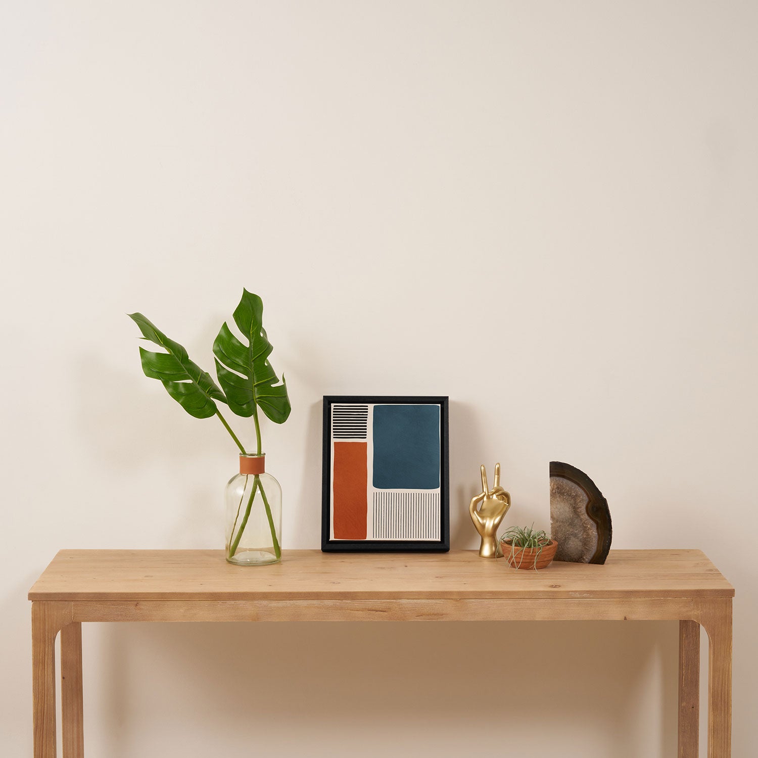 Terracotta Navy Color Block Artwork Framed Canvas Print Gallery Image 4