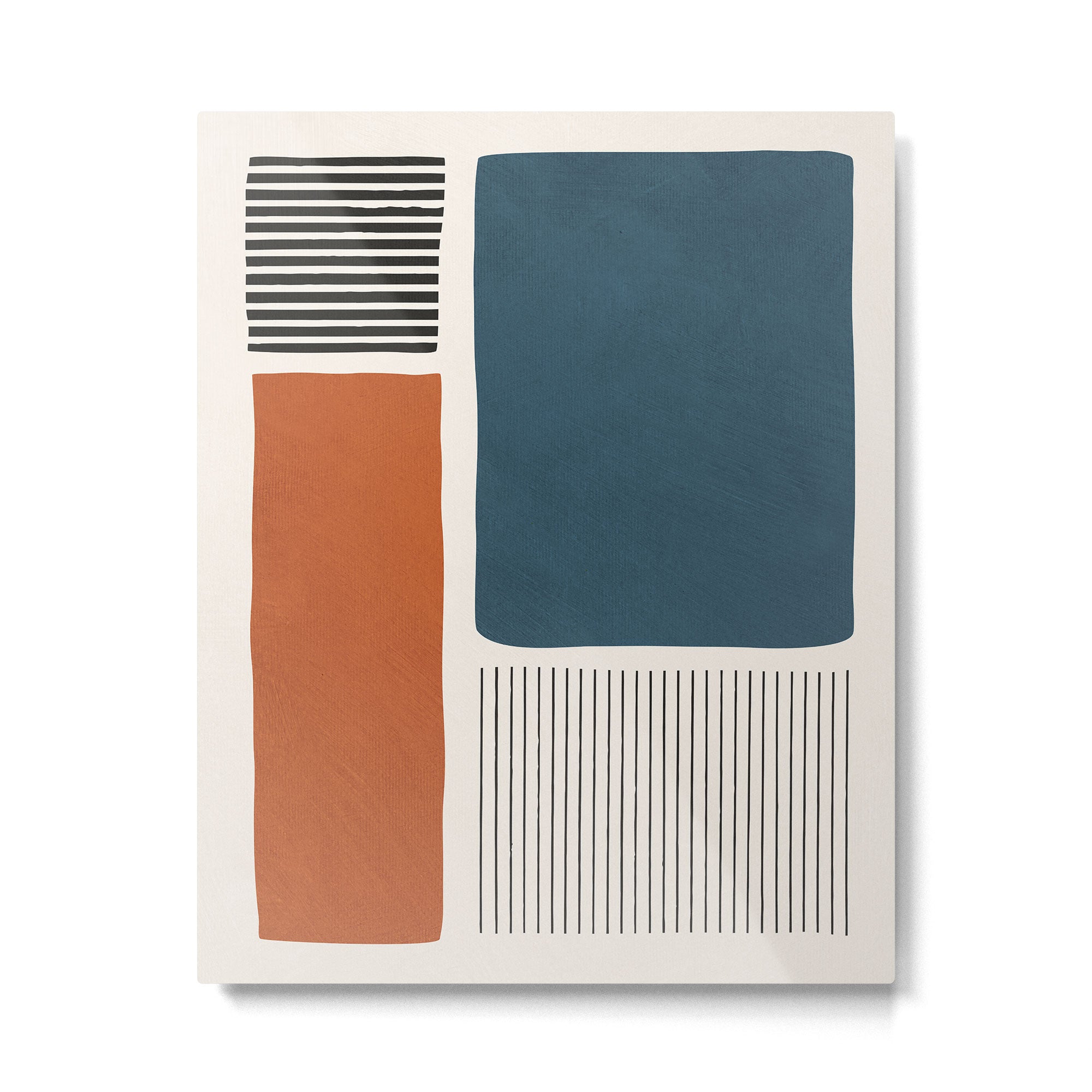 Terracotta Navy Color Block Artwork Metal Print Gallery Image 4
