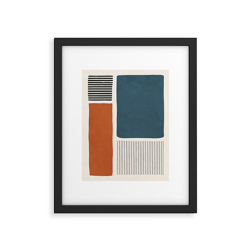 Terracotta Navy Color Block Artwork Framed Art Print Gallery Image 5