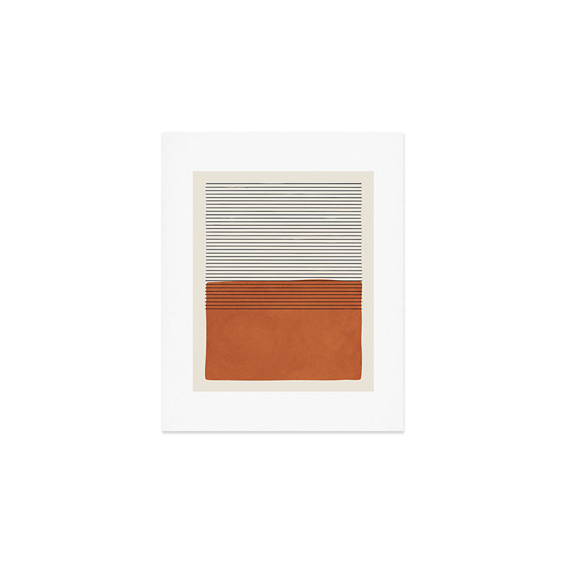Terracotta Thin Black Lines Artwork Art Print Gallery Image 1