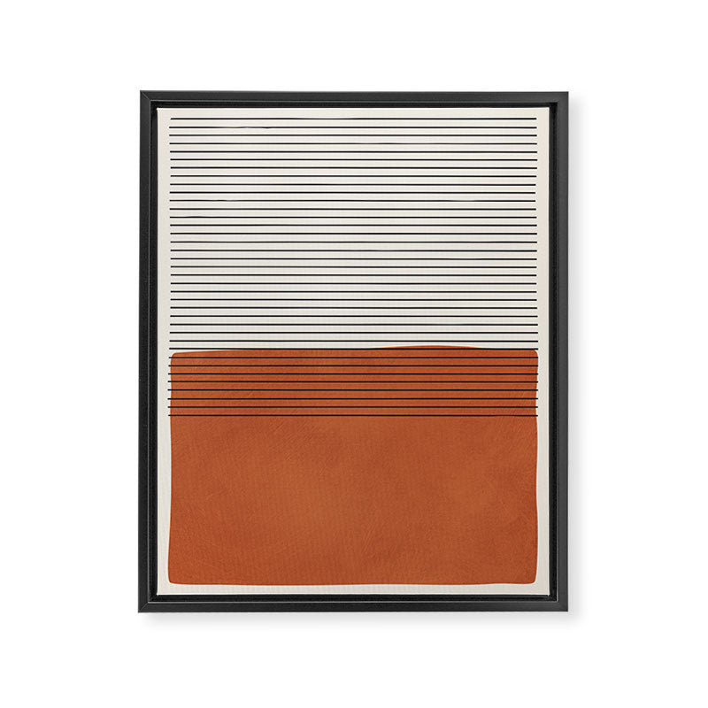 Terracotta Thin Black Lines Artwork Framed Canvas Print Gallery Image 6