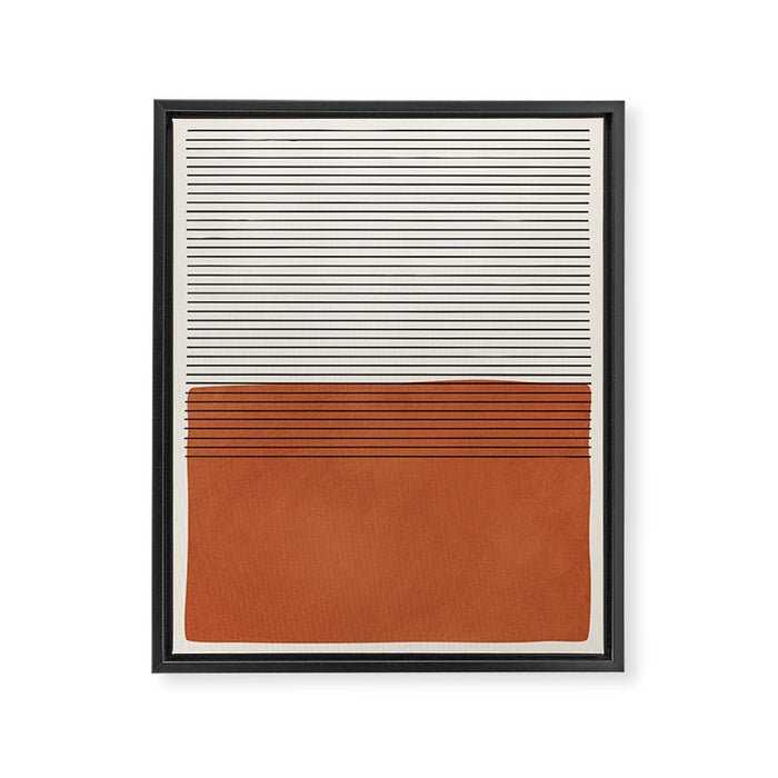 Terracotta Thin Black Lines Artwork Framed Canvas Print Gallery Image 1