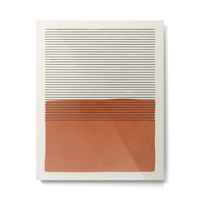 Terracotta Thin Black Lines Artwork Metal Print Gallery Image 1