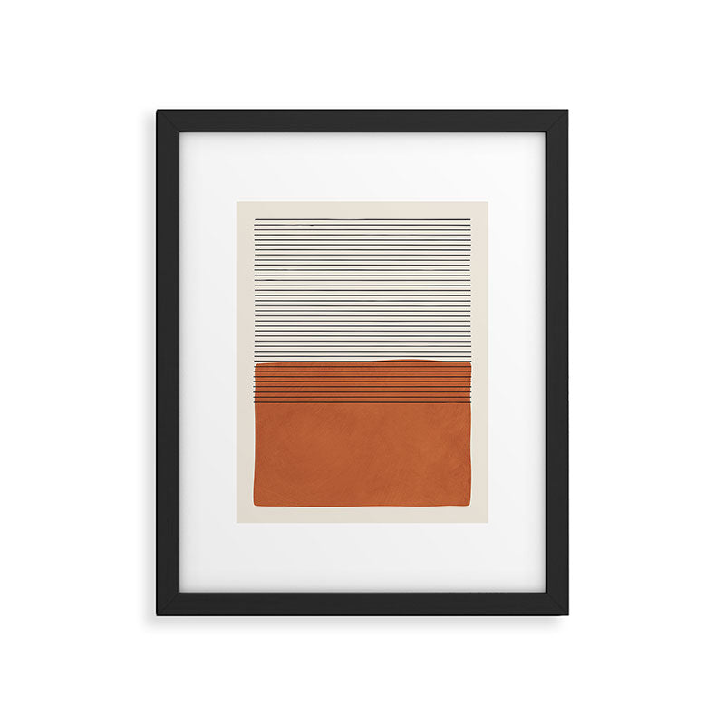 Terracotta Thin Black Lines Artwork Framed Art Print Gallery Image 5