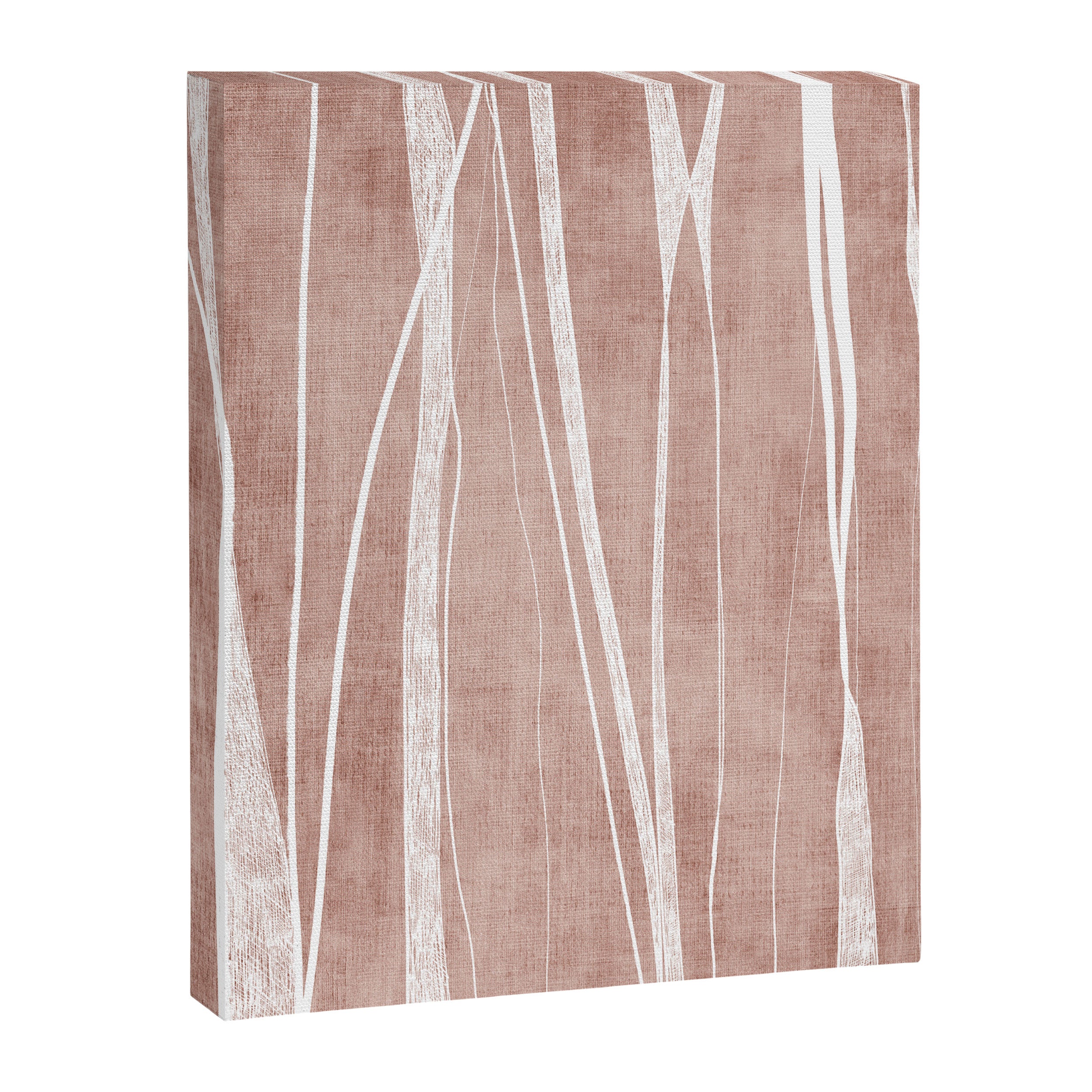Terracotta White Lines Abstract Artwork Canvas Print Gallery Image 6
