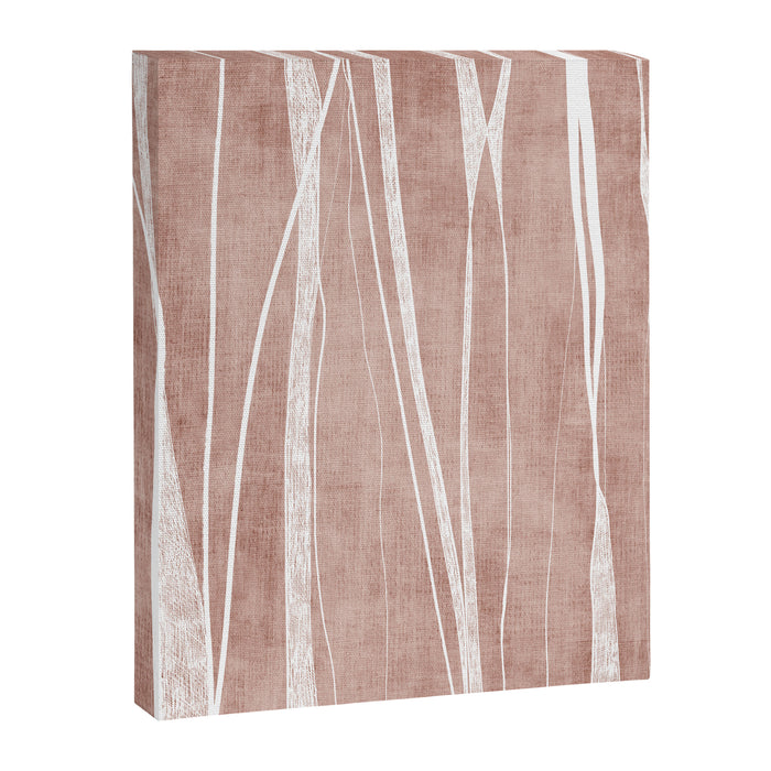 Terracotta White Lines Abstract Artwork Canvas Print Gallery Image 1