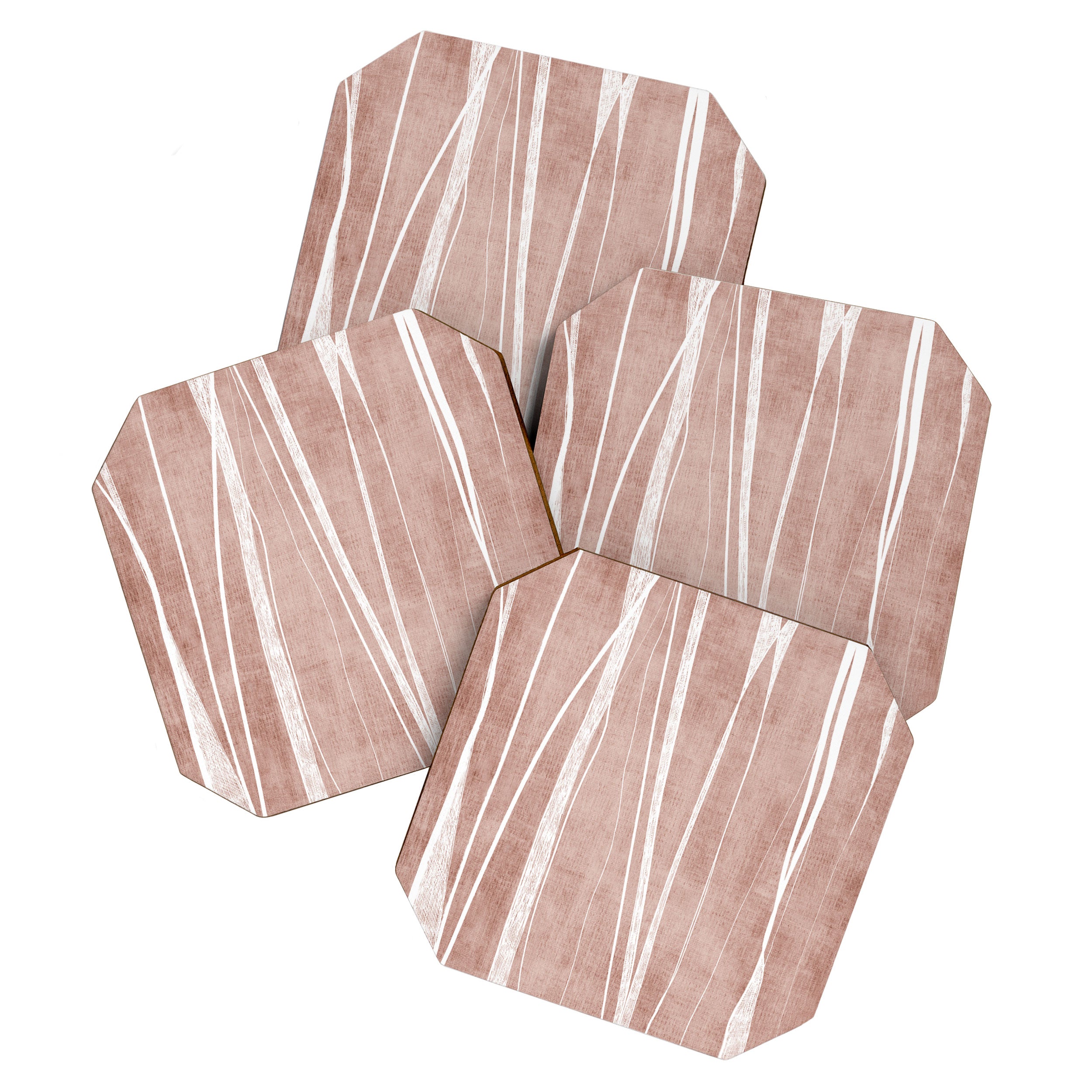 Terracotta White Lines Abstract Artwork Coaster Gallery Image 1