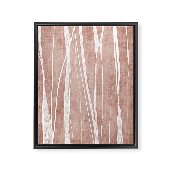 Terracotta White Lines Abstract Artwork Framed Canvas Print Gallery Image 1