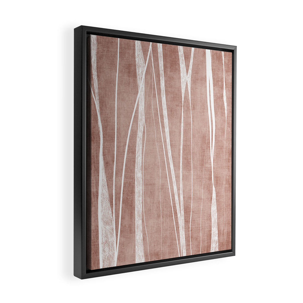 Terracotta White Lines Abstract Artwork Framed Canvas Print Gallery Image 2