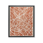 Terracotta White Lines Abstract Artwork Framed Canvas Print Gallery Image 6