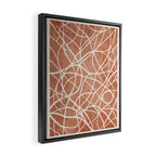 Terracotta White Lines Abstract Artwork Framed Canvas Print Gallery Image 2