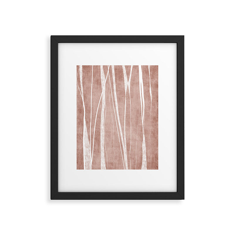 Terracotta White Lines Abstract Artwork Framed Art Print Gallery Image 5