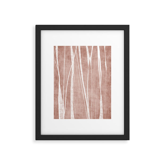 Terracotta White Lines Abstract Artwork Framed Art Print Gallery Image 1