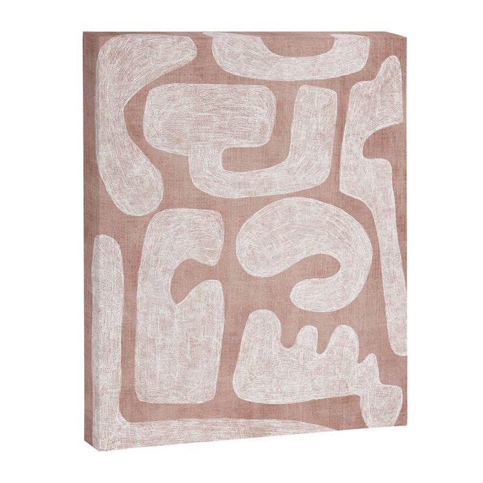 Terracotta White Shapes Abstract Artwork Canvas Print Gallery Image 1
