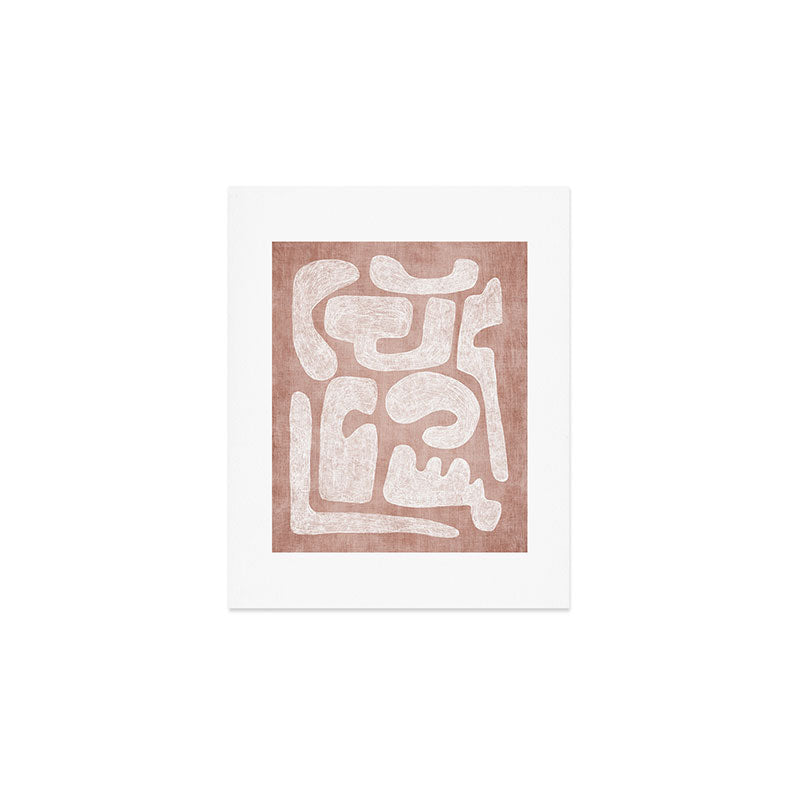 Terracotta White Shapes Abstract Artwork Art Print Gallery Image 1