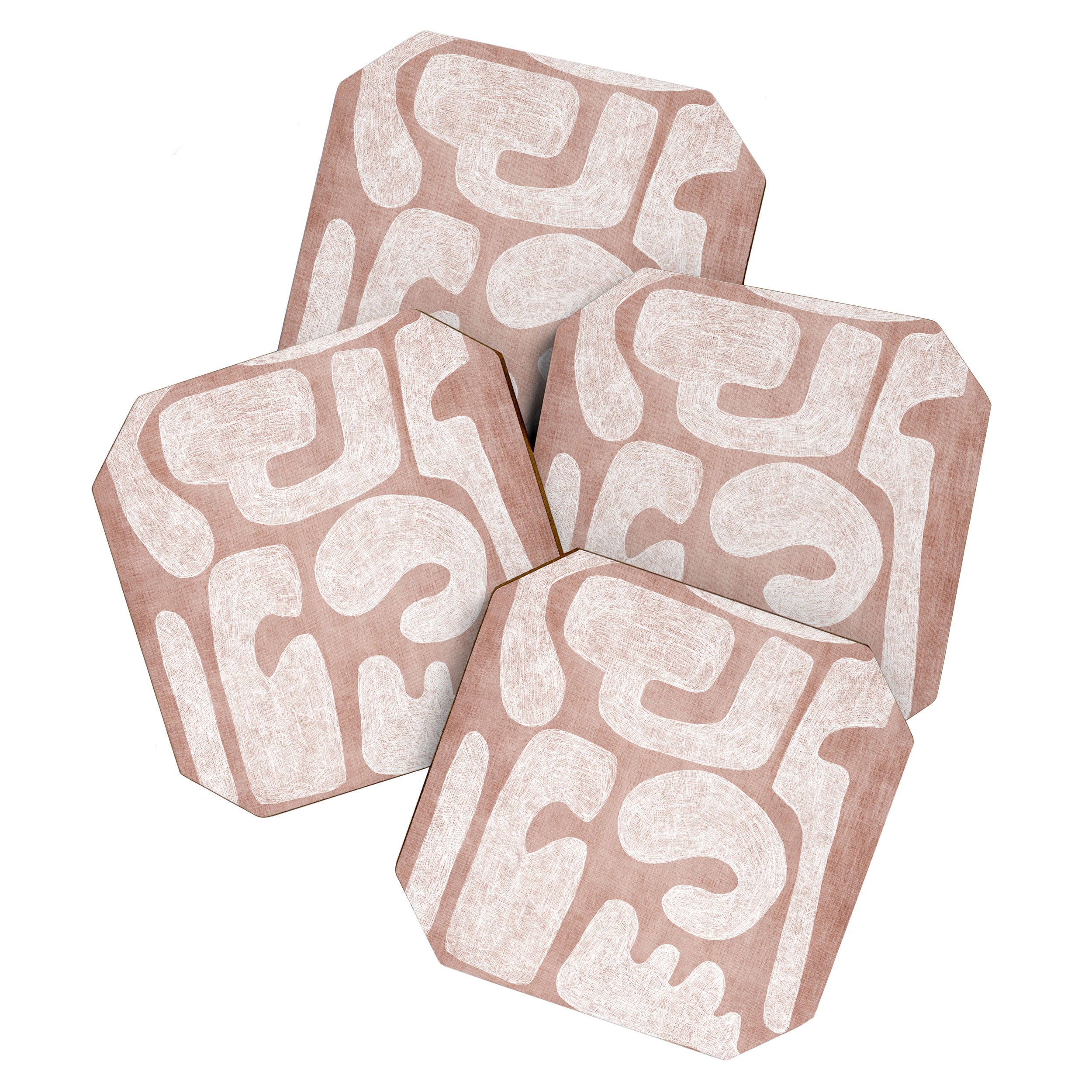 Terracotta White Shapes Abstract Artwork Coaster Gallery Image 1