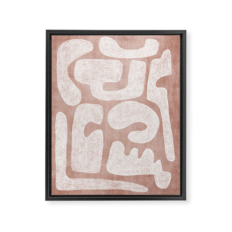 Terracotta White Shapes Abstract Artwork Framed Canvas Print Gallery Image 6