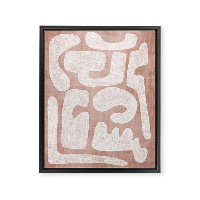 Terracotta White Shapes Abstract Artwork Framed Canvas Print Gallery Image 1