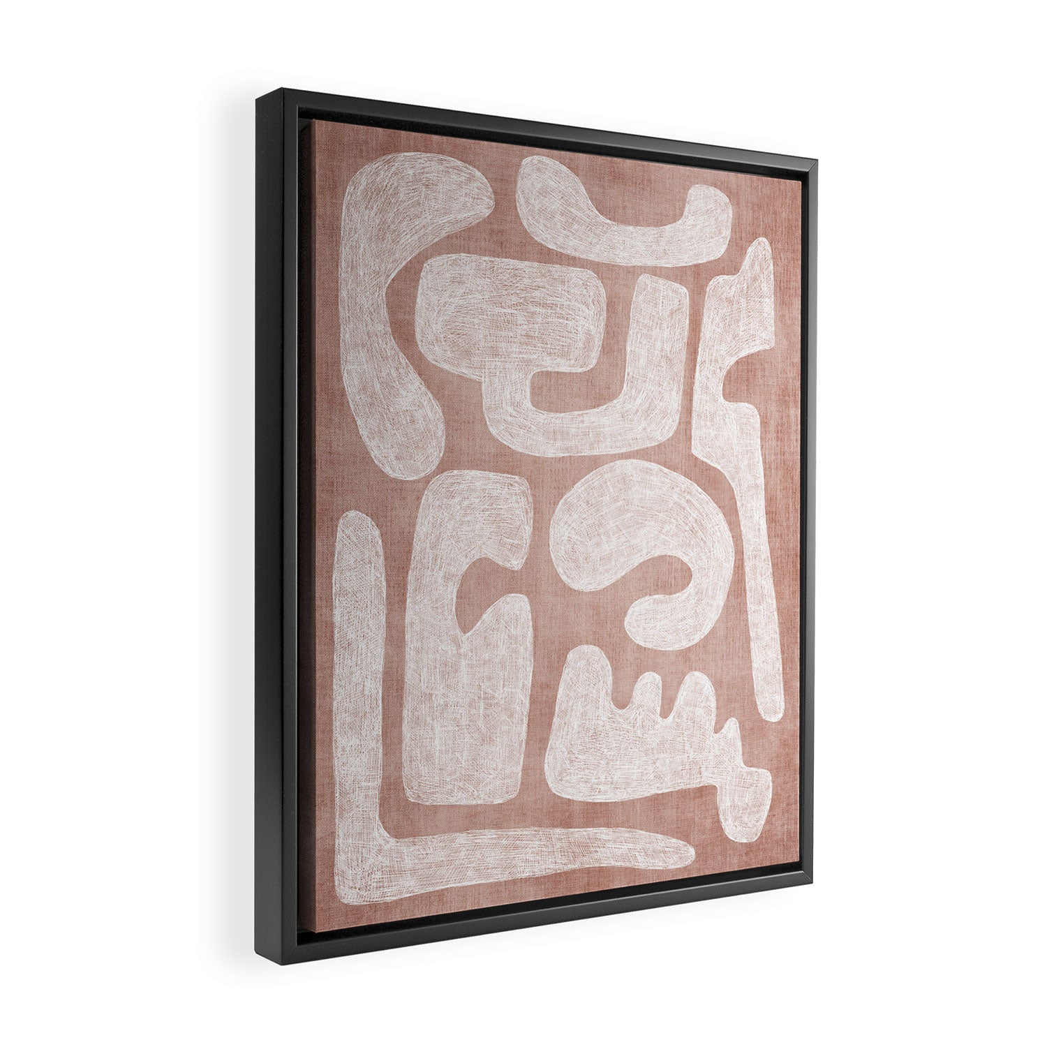 Terracotta White Shapes Abstract Artwork Framed Canvas Print Gallery Image 2