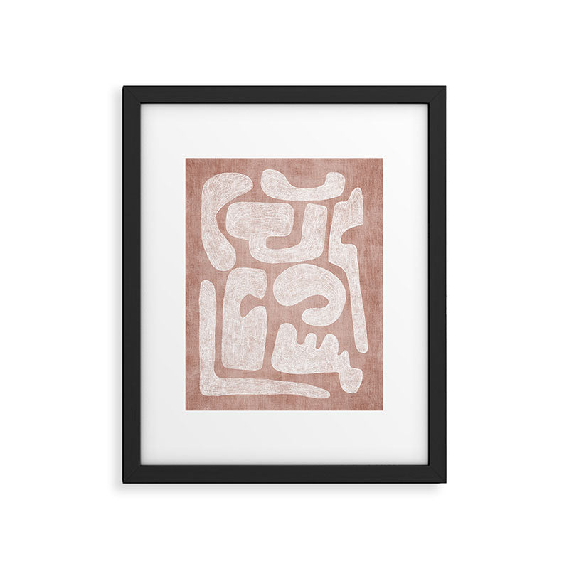 Terracotta White Shapes Abstract Artwork Framed Art Print Gallery Image 4