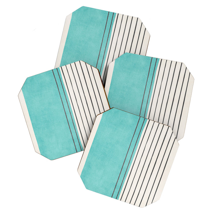 Turquoise Aqua Abstract Minimalist Art Coaster Gallery Image 1