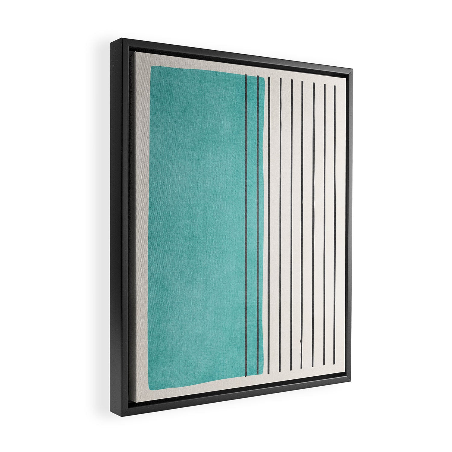 Turquoise Aqua Abstract Minimalist Art Framed Canvas Print Gallery Image 2