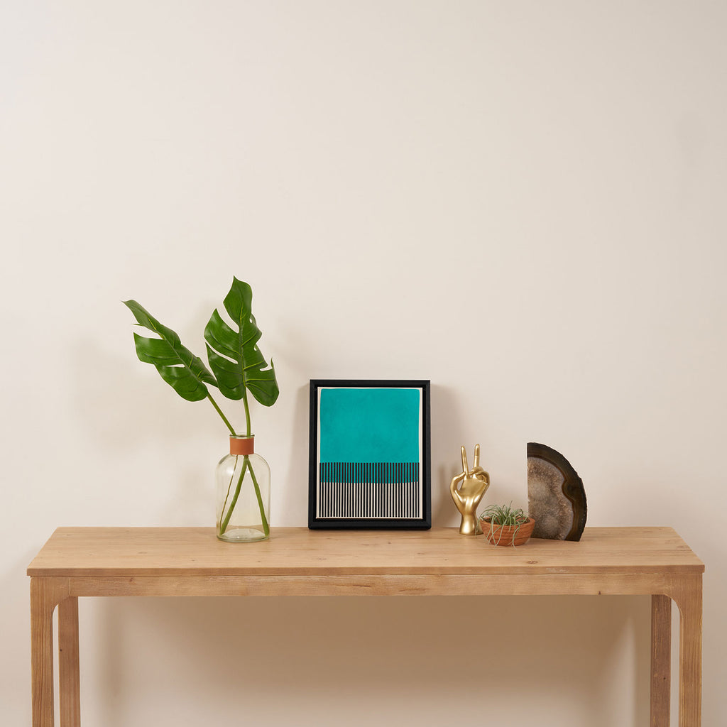 Turquoise Minimalist Bold Artwork Framed Canvas Print Gallery Image 4
