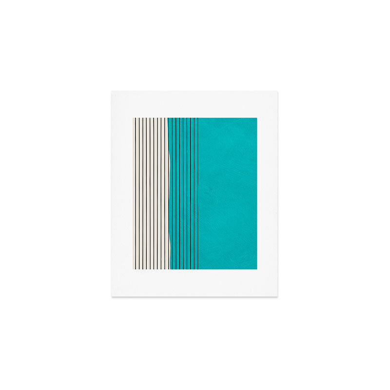 Turquoise Minimalist Digital Painting Artwork Black Lines Art Print Gallery Image 1
