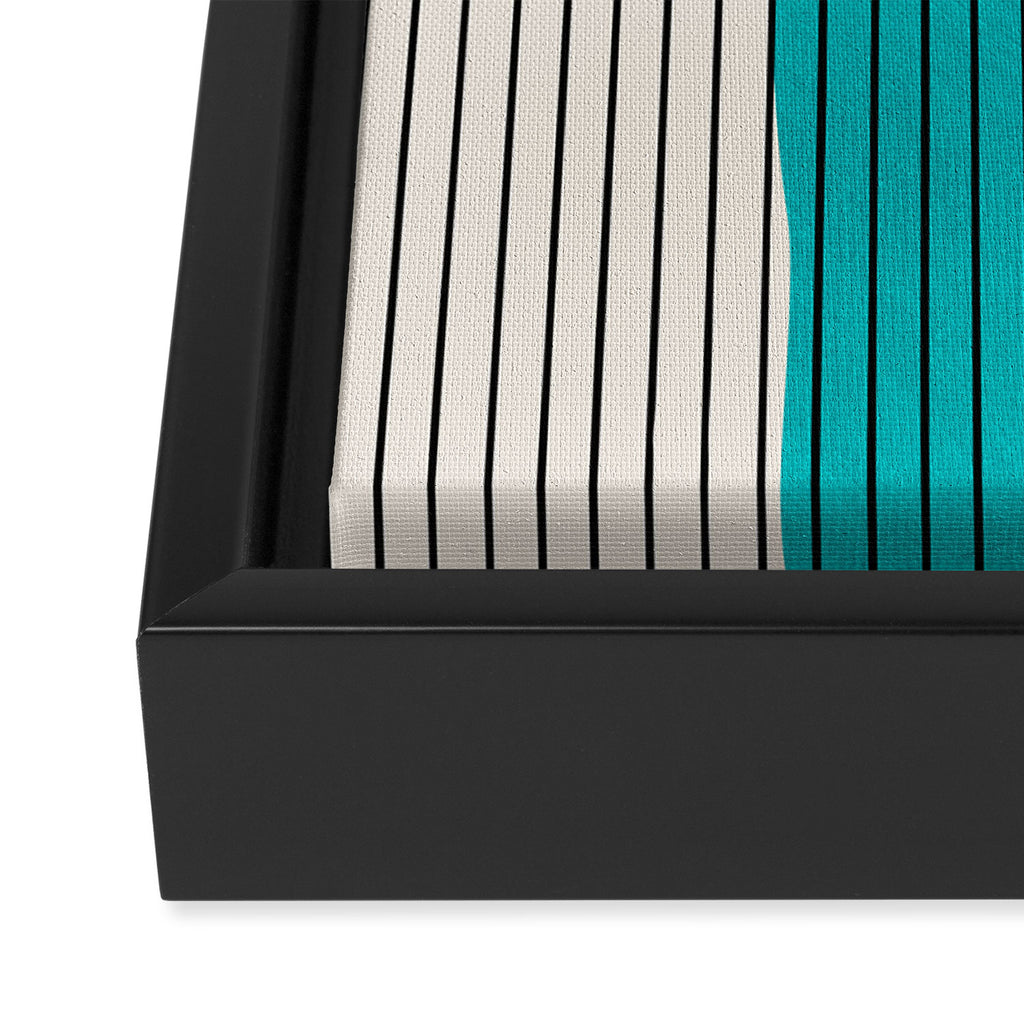 Turquoise Minimalist Digital Painting Artwork Black Lines Framed Canvas Print Gallery Image 3
