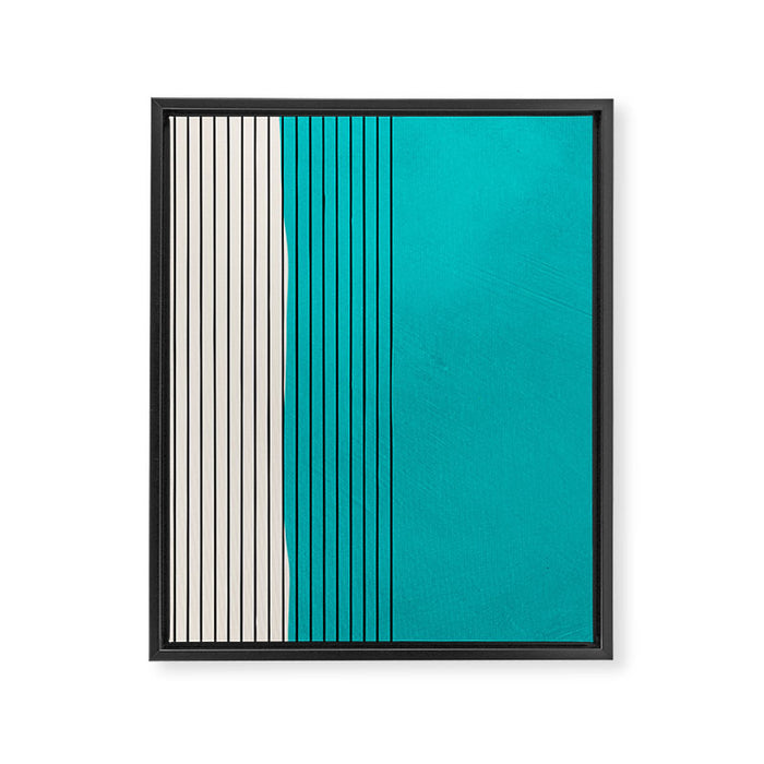 Turquoise Minimalist Digital Painting Artwork Black Lines Framed Canvas Print Gallery Image 1